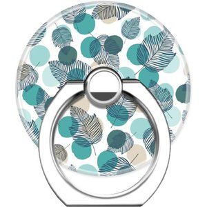 Printed Dot Green Leaf Art Phone Ring Grip Holder, Finger Ring Stand